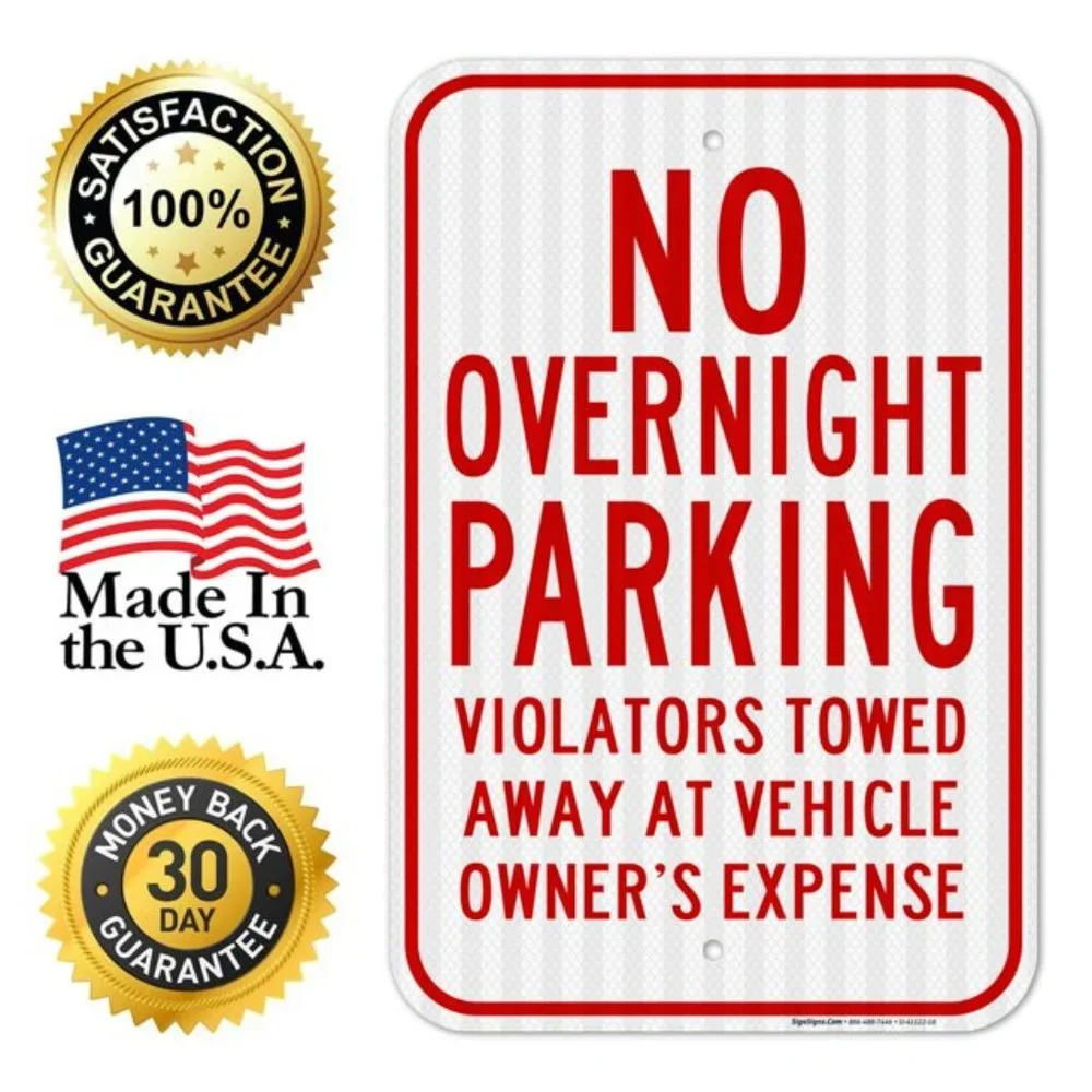 Wall Decor | No Overnight Parking Violators Will Be Towed Away Sign 12 ...